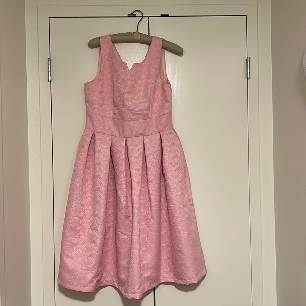 Lindy Bop Pink Floral Jacquard Midi Dress